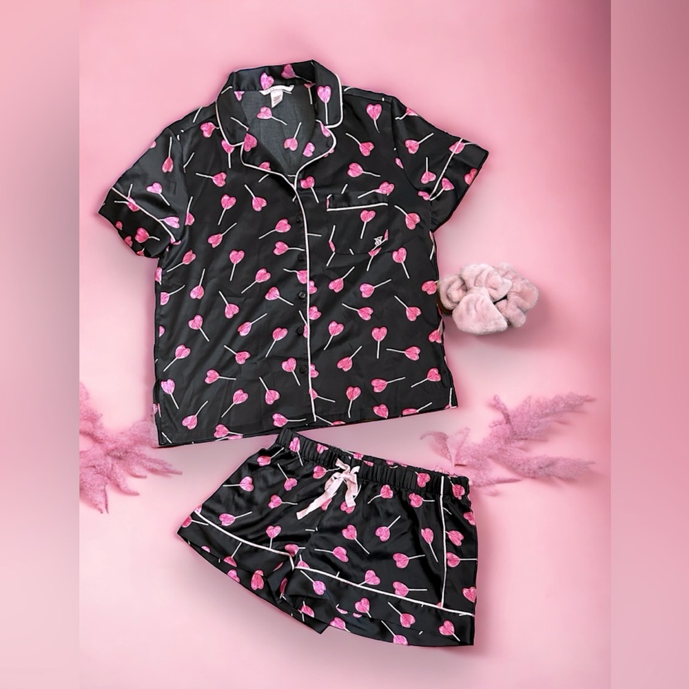 Victoria’s Secret | Love Hearts Lollipop Pajama Set | Size XS  🍭 💕